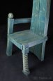 Prodám dřevěné umělecké křeslo tyrkysové modré - 6