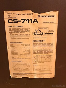 VINTAGE RARITNÍ REPRO PIONEER CS 711 (ROK 1976) - 6
