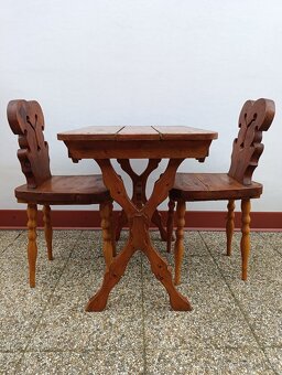 Selský jídelní set, stůl, 2 židle, nábytek z masívu - 6
