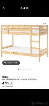 MYDAL Rám dětské palandy borovice + 2x matrace - 6