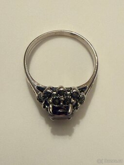 Stříbrný prsten přírodní granát, markazity - 6