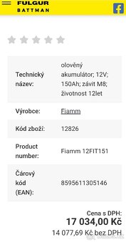 Trakční baterie Fiamm FIT151 150 ah - 6