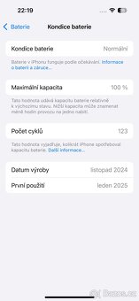 iPhone 15 černá barva 128gb top stav jako nový - 6