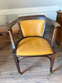 Starožitná sestava - knihovna, psací stůl a židle - 6