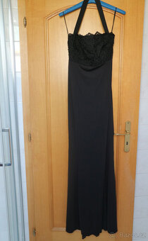 Nové dlouhé černé plesové šaty vel.38 - 6