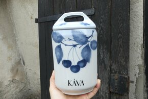 Porcelánové dózy Káva a Cukr, modré třešně Teplice - 6