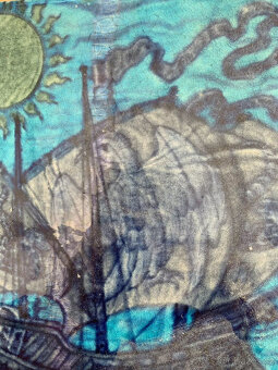 Dvojice recyklovaných 20cm secesních dlaždic. Možná od Willi - 6