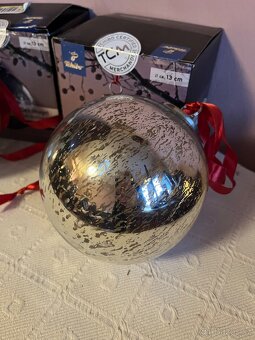 Vánoční koule sklo Tchibo nové 13 cm 2 X - 6