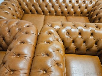 CHESTERFIELD ŠTÝL,BLEDO HNEDÁ KOŽENÁ SÚPRAVA - 6