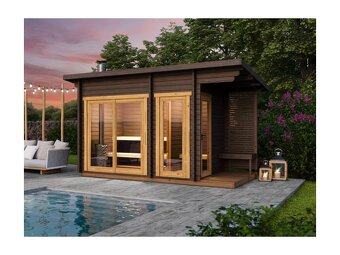Venkovní finská sauna Hilden M 2x4m, 2 místnosti - 6