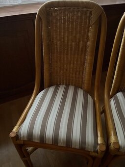 Ratanové židle s polstrovaným sedákem - 6