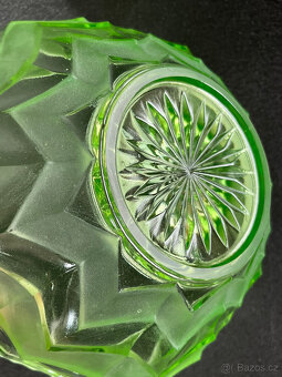Starožitná Art Deco mísa, uranové sklo, Rosice - 6