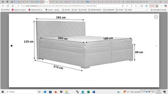 Pěkná postel 180x200 s polohovacími rošty, úložný prostor - 6