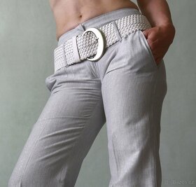 Nové letní šedé kalhoty se stříbrnou nitkou Orsay vel. 34 - 6
