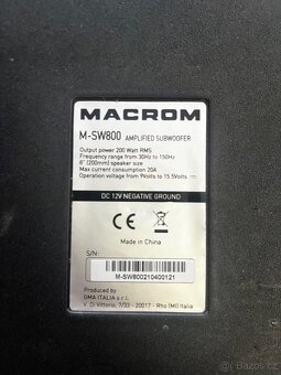 Subwoofer Macrom M-SW800, Musway ME6.2C, kabeláž - 6