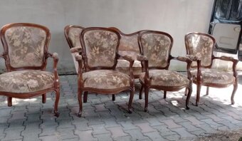 Chipendale zrestaurovaný 2+4 křesílka s područkami S.82 - 6