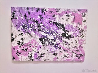 NOVÝ - obraz z kamínků malba - fialový - 6