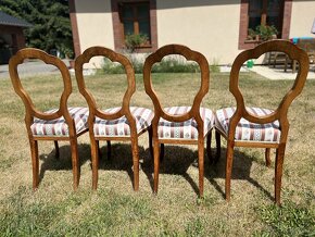 Starožitnost-Stůl a 4 židle biedermeier zrenovováno - 6