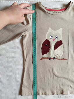 3 x dívčí tričko, pejsky, sova, dýně H&M, 122/128 - 6