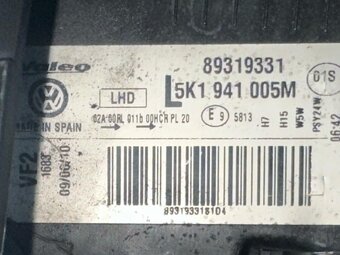 Levý halogen světlo 5K1941005M HELLA VW Golf 6 r.v. 2011 - 6