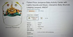 Fisher-Price Jumperoo skákací a hrací centrum pro miminko. - 6