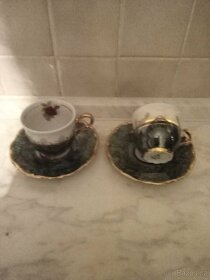 2 sady šálků a podšálků a sada skleniček - 6