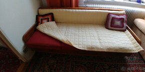 Starožitná rozkládací sedačka, valenda nebo postel + matrace - 6