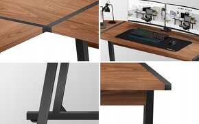 Rohový herní / kancelářský stůl (hnědý) - 6