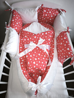 Nová souprava do postýlky srdíčka + bílý velvet - 6