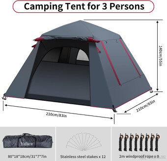 Nový Kempingový stan Yafaca - 6