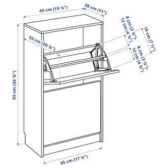 Botník IKEA BISSA, bílá, 49x28x93 cm - 6