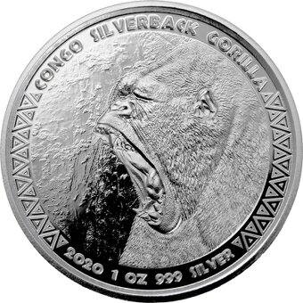 Stříbrná investiční mince Kongo Gorila 1 Oz 2015 až 2023 - 6