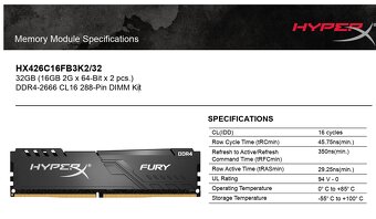 Paměti RAM DDR4 2x16 GB tj. 32GB 2666mhz cl16 - 6