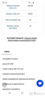 Ruční vysokozdvižný vozík - 6