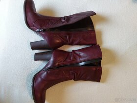 Vínově červené přechodové podzimní kožené kozačky vel. 36 - 6