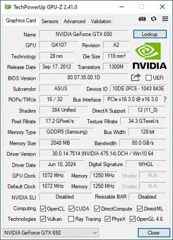 Grafická karta nVidia Asus GeForce GTX 650 (2 GB) PCIe - 6