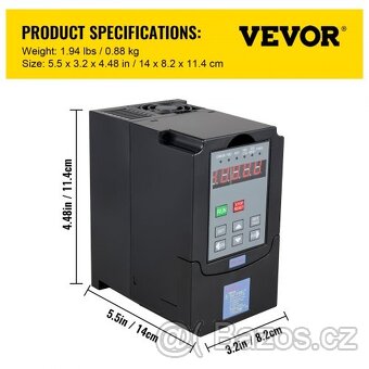 VEVOR 1,5 kW VFD frekvenční měnič pro řízení otáček - 6