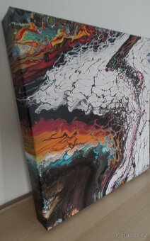 ABSTRAKTNÍ AKRYLOVÝ RUČNĚ MALOVANÝ OBRAZ,50×50×6,5 cm - 6