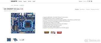 Deska GIGABYTE M68MT-S2, socket AM3+, podpora AMD FX - 6