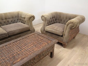 Sedací souprava na terasu (ratan/masiv/látka) - 6