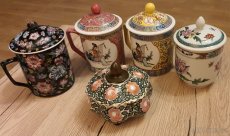 Čínský hrníček porcelán bílý zdobený - 6