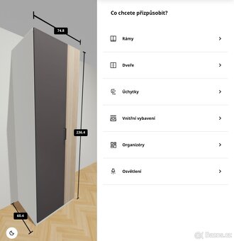 Skříň IKEA PAX s osvětlením 236x74x60 - 6