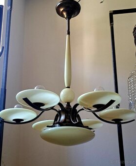 Starožitný velký Art Deko lustr, osvětlení. - 6