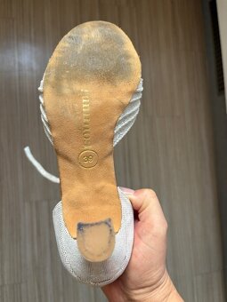 kožené stříbrné taneční boty - 6