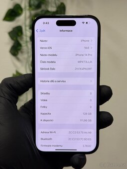 iPhone 14 Pro 128GB černý (eSim) - 100% baterie - 6