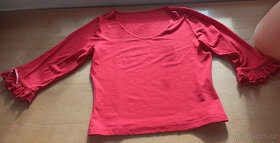 Červená halenka, tričko s mašličkami M - XL - 6