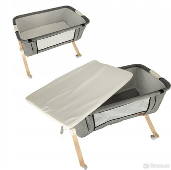 Postýlka - přistýlka pro miminka pro děti dřevěná s kolečky - 6