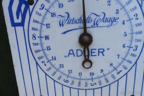 Starožitné kuchyňské jednomiskové váhy, smalt - 6