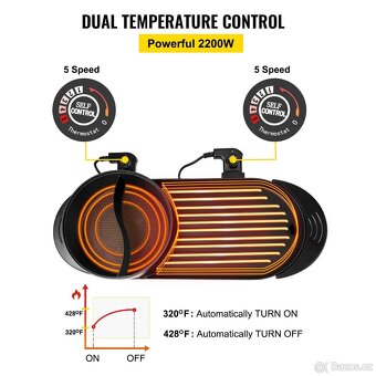 Multifunkční elektrický gril, hrnec 2v1, 2200W - 6