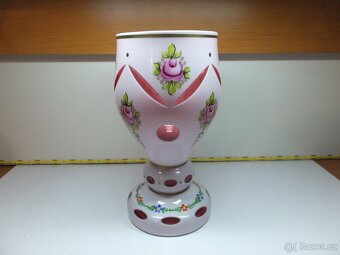 Přejímané sklo, krásný starožitný pohár-váza. - 6